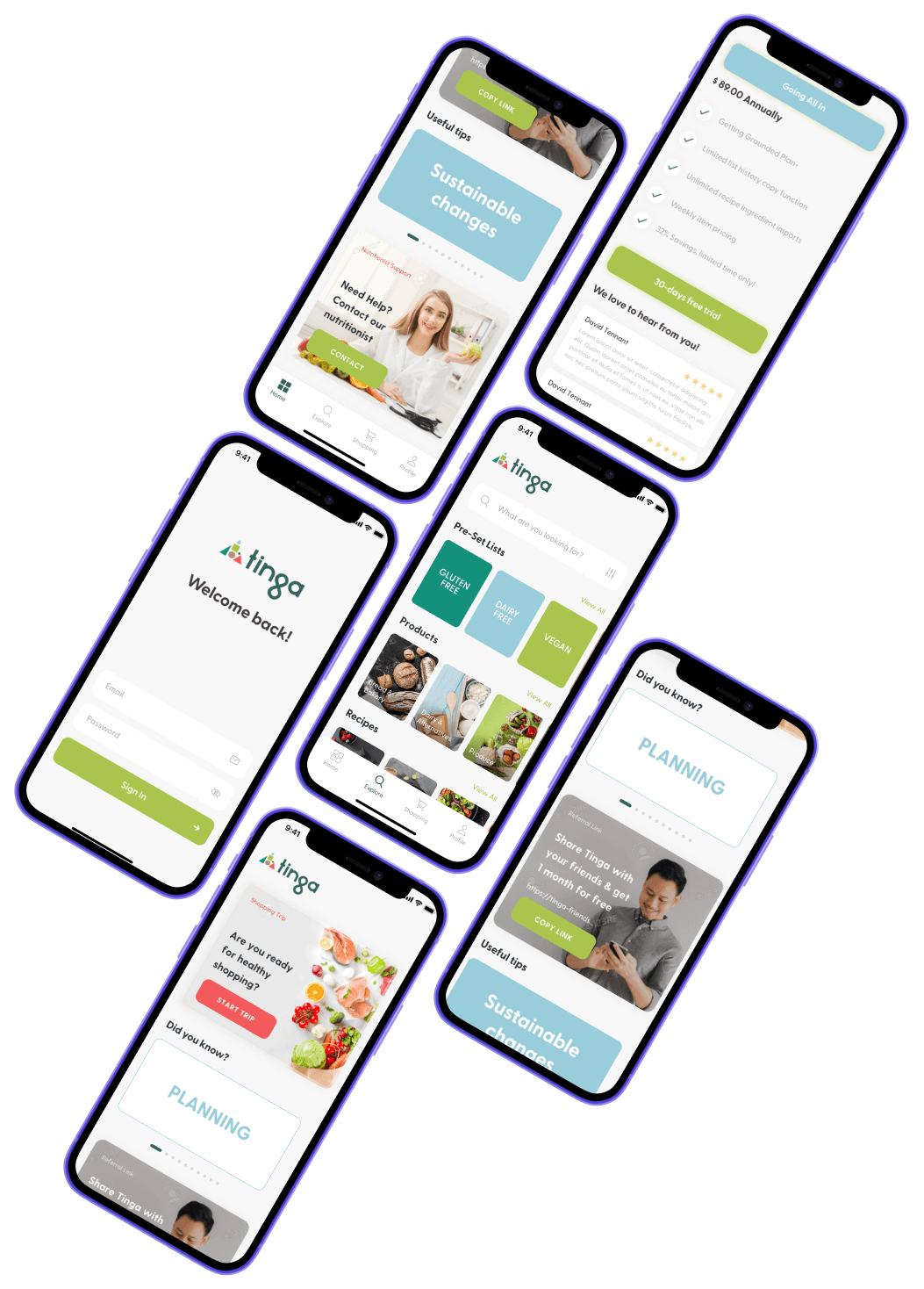 Tinga app screenshots